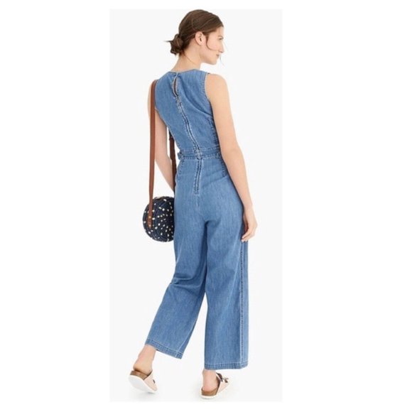 J. Crew Point Sur Wide-Leg Tailored Indigo Jumpsuit - Picture 2 of 9